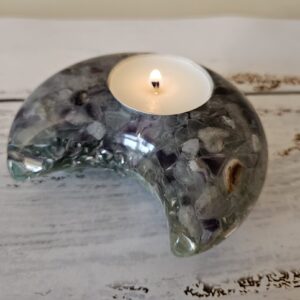 Crescent Moon Shaped Orgonite Tea-light Holder